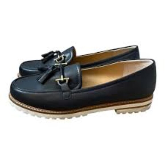 Talbots Laura Tassel Soft Nappa Loafers in Navy Blue & White - Picture 15 of 16